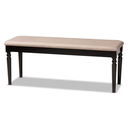 BAXTON STUDIO Giovanni Sand Upholstered and Dark Brown Finished Wood Dining Bench 171-10925
